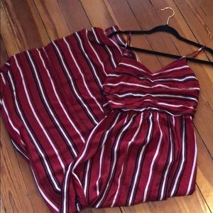 Red black and white maxi dress